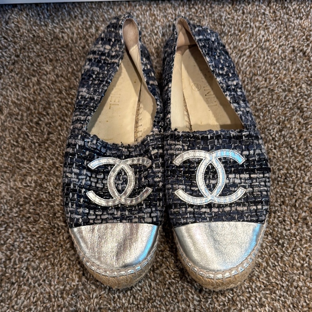 Chanel Blue and Silver Espadrilles